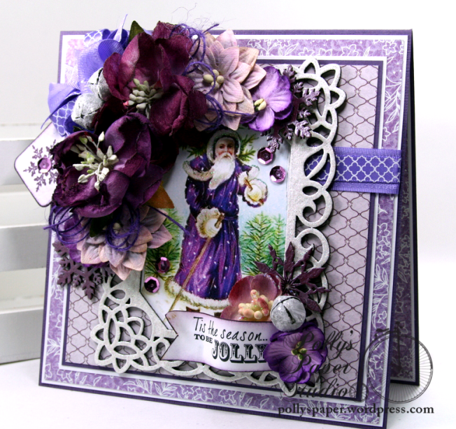 Vintage Purple Christmas Greeting Card Polly's Paper Studio 02