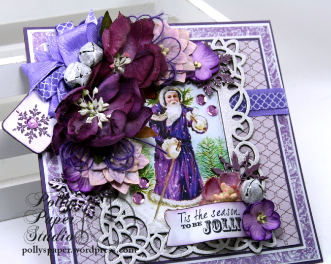 Vintage Purple Christmas Greeting Card Polly's Paper Studio 05